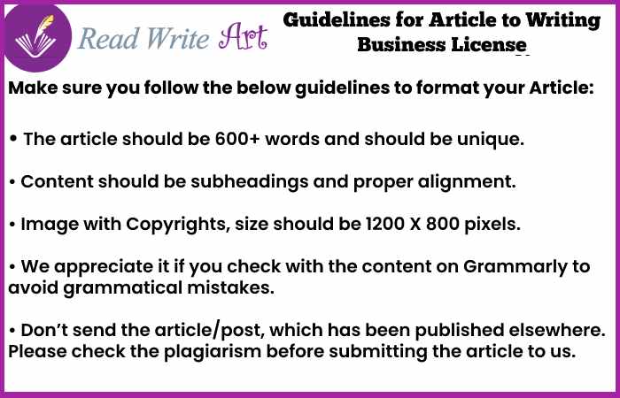 Guidelines for Article to Writing Business License