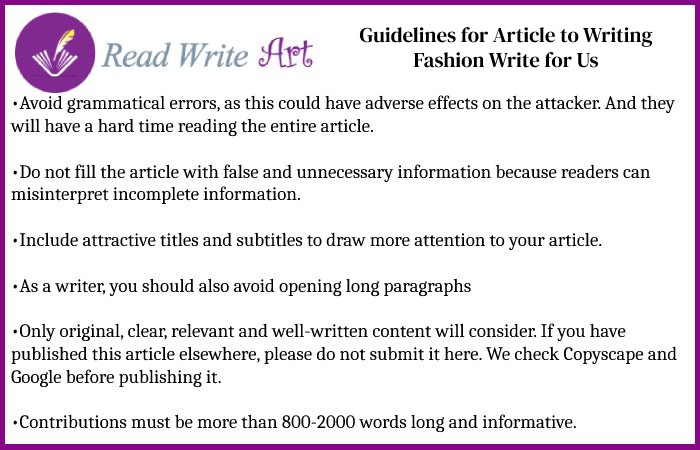 Guidelines for Article to Writing Fashion Write for Us
